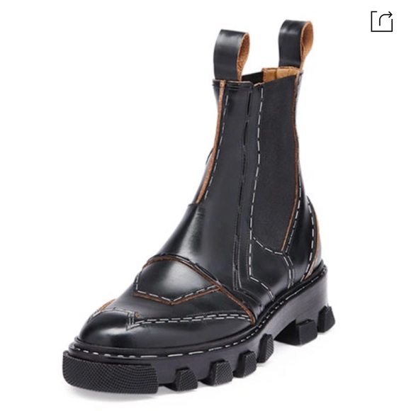 Balenciaga Black Exposed-Stitch Leather Chelsea Boots size 37 - Picture 2 of 10